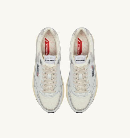 AUTRY Man HYPERWAY SNEAKERS IN WHITE AND GRAY MESH AND LEATHER