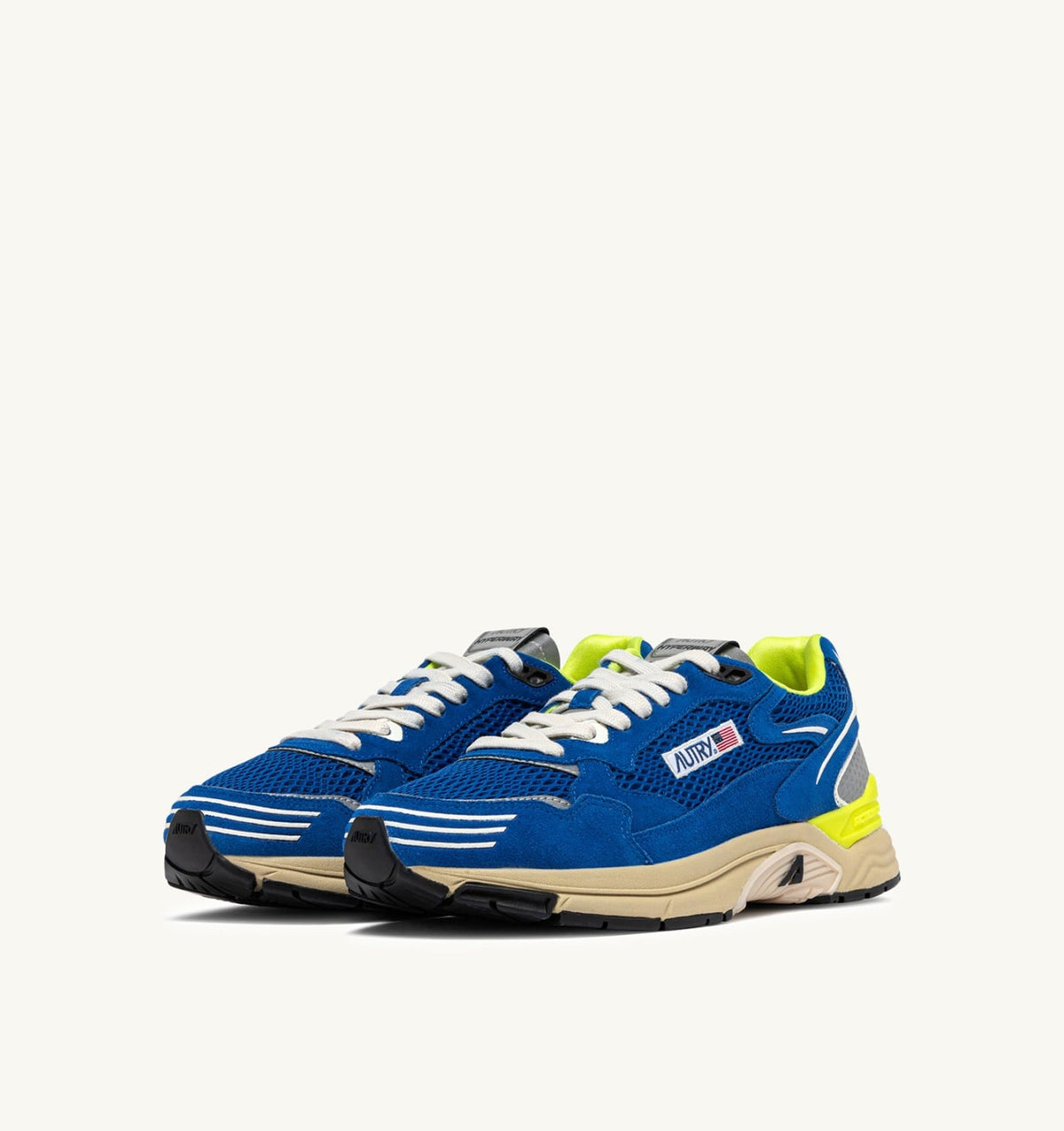 AUTRY Man HYPERWAY SNEAKERS IN PRINCESS BLUE AND VANILLA ICE MESH AND SUEDE