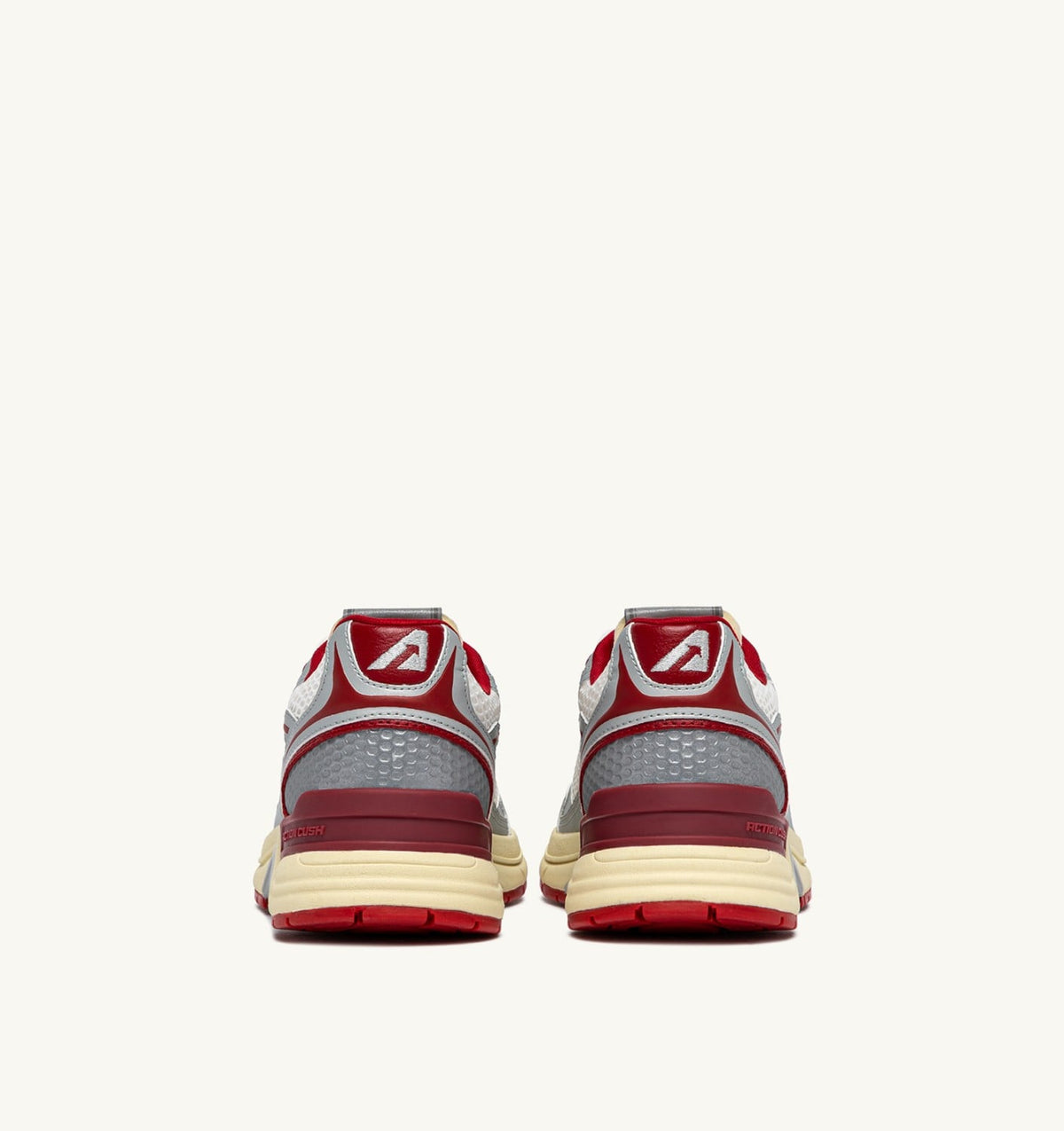 AUTRY Man HYPERWAY SNEAKERS IN WHITE SILVER AND RED SYNTHETIC LEATHER AND MESH
