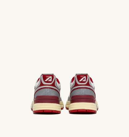 AUTRY Man HYPERWAY SNEAKERS IN WHITE SILVER AND RED SYNTHETIC LEATHER AND MESH
