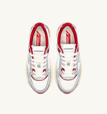 AUTRY Man HYPERWAY SNEAKERS IN WHITE SILVER AND RED SYNTHETIC LEATHER AND MESH