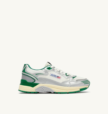 AUTRY Man HYPERWAY SNEAKERS IN WHITE SILVER AND AMAZON SYNTHETIC LEATHER AND MESH
