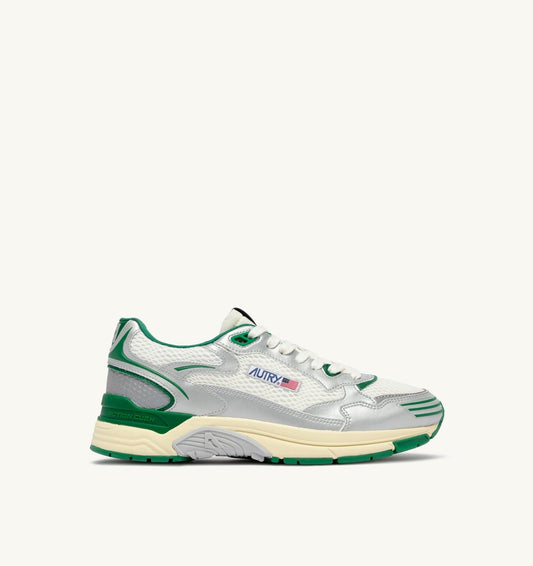 AUTRY Man HYPERWAY SNEAKERS IN WHITE SILVER AND AMAZON SYNTHETIC LEATHER AND MESH