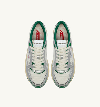 AUTRY Man HYPERWAY SNEAKERS IN WHITE SILVER AND AMAZON SYNTHETIC LEATHER AND MESH