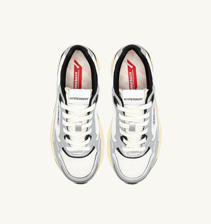 AUTRY Man HYPERWAY SNEAKERS IN WHITE SILVER AND BLACK SYNTHETIC LEATHER AND MESH