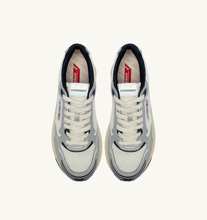 AUTRY Man HYPERWAY SNEAKERS IN WHITE SILVER AND SPACE SYNTHETIC LEATHER AND MESH