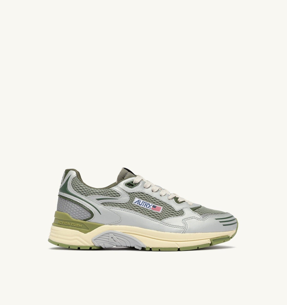 AUTRY Man HYPERWAY SNEAKERS IN SILVER SEA GRASS AND CYPRESS SYNTHETIC LEATHER AND MESH