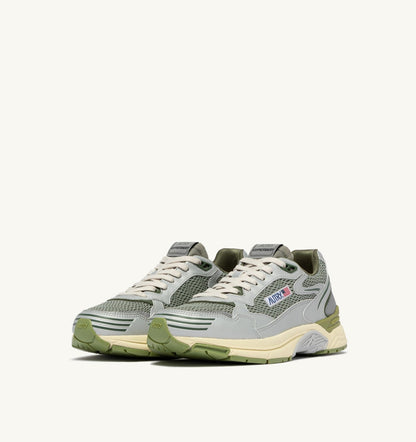 AUTRY Man HYPERWAY SNEAKERS IN SILVER SEA GRASS AND CYPRESS SYNTHETIC LEATHER AND MESH