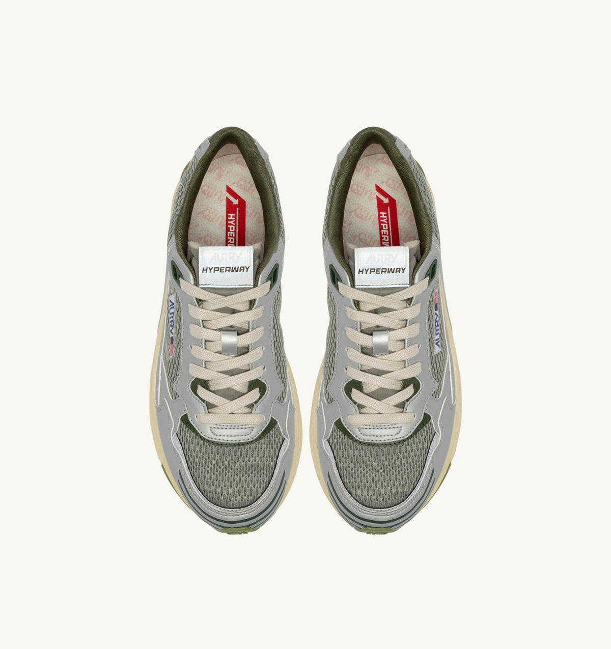 AUTRY Man HYPERWAY SNEAKERS IN SILVER SEA GRASS AND CYPRESS SYNTHETIC LEATHER AND MESH