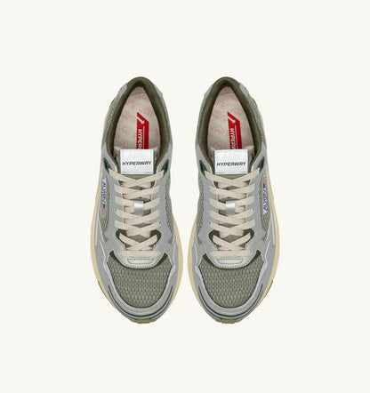 AUTRY Man HYPERWAY SNEAKERS IN SILVER SEA GRASS AND CYPRESS SYNTHETIC LEATHER AND MESH