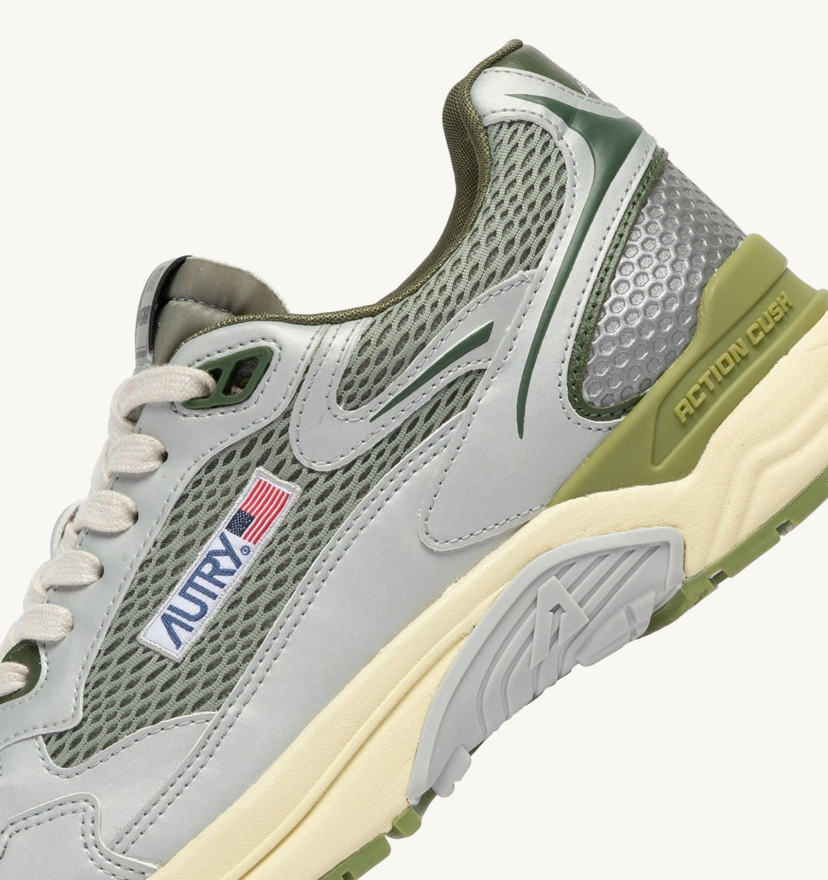 AUTRY Man HYPERWAY SNEAKERS IN SILVER SEA GRASS AND CYPRESS SYNTHETIC LEATHER AND MESH