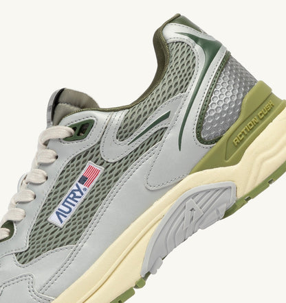 AUTRY Man HYPERWAY SNEAKERS IN SILVER SEA GRASS AND CYPRESS SYNTHETIC LEATHER AND MESH