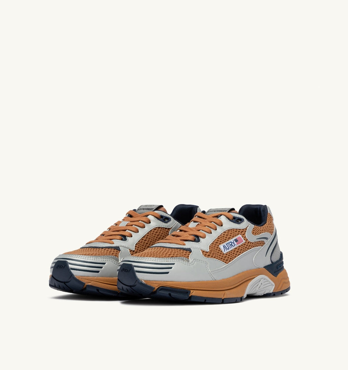 AUTRY Man HYPERWAY SNEAKERS IN SILVER BISCUIT AND SPACE SYNTHETIC LEATHER AND MESH
