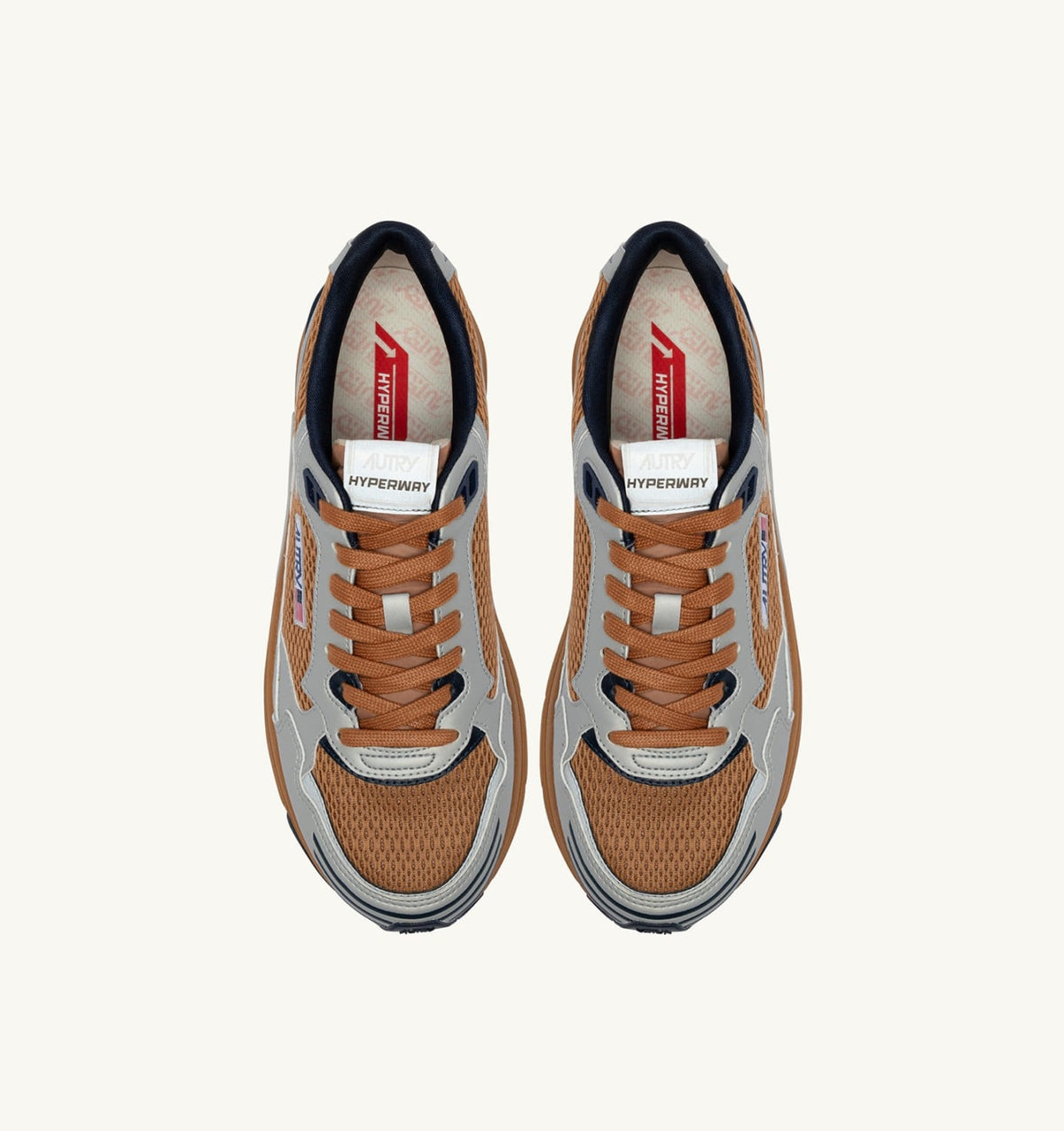 AUTRY Man HYPERWAY SNEAKERS IN SILVER BISCUIT AND SPACE SYNTHETIC LEATHER AND MESH
