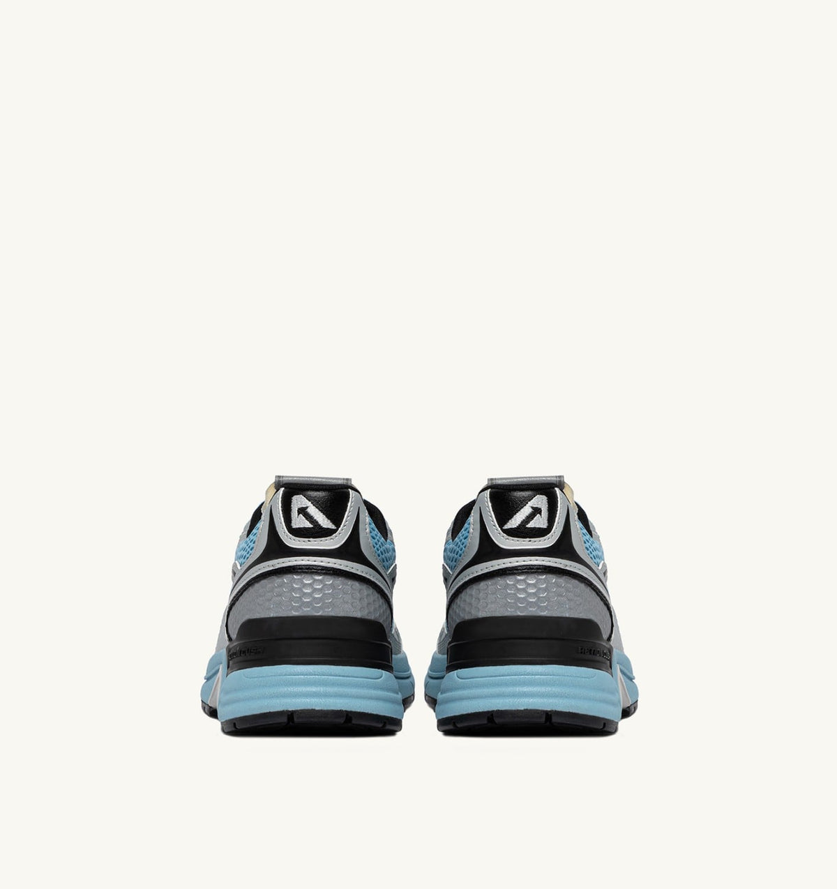 AUTRY Man HYPERWAY SNEAKERS IN SILVER BLACK AND FORGET ME NOT SYNTHETIC LEATHER AND MESH