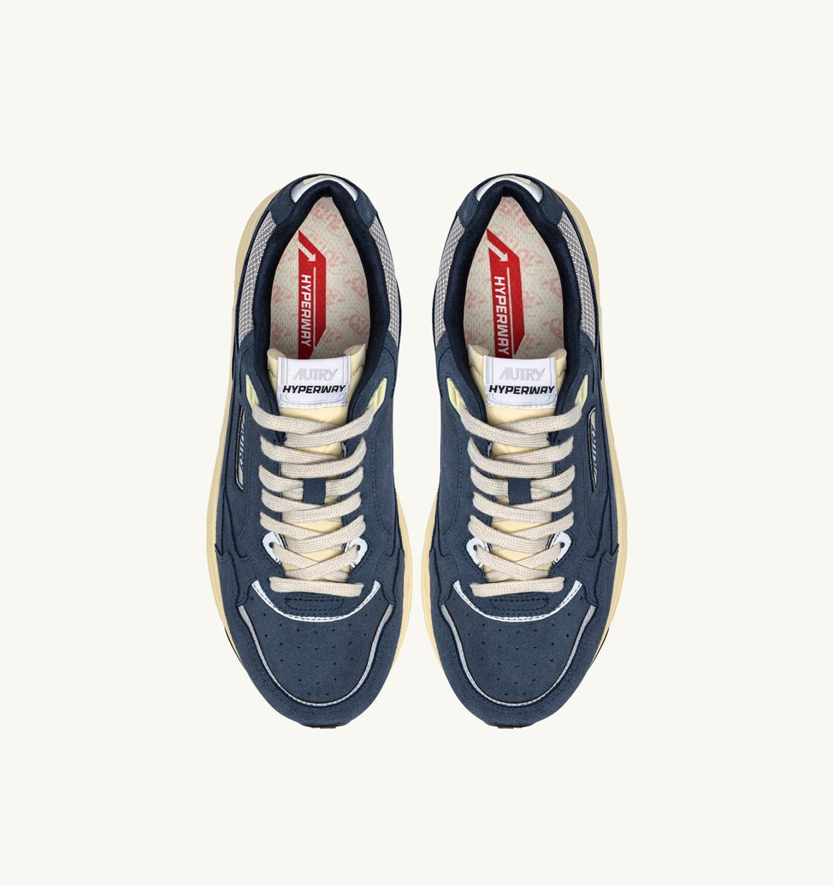 AUTRY Man HYPERWAY SNEAKERS IN DENIM AND SILVER MESH AND SUEDE