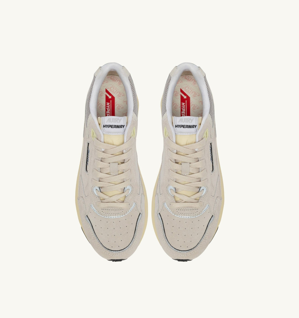 AUTRY Man HYPERWAY SNEAKERS IN WHITE AND SILVER MESH AND SUEDE