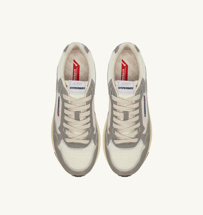 AUTRY Man HYPERWAY SNEAKERS IN WHITE AND LEAD GRAY MESH AND SUEDE
