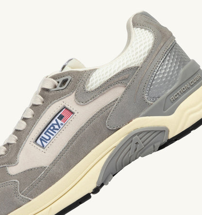 AUTRY Man HYPERWAY SNEAKERS IN WHITE AND LEAD GRAY MESH AND SUEDE