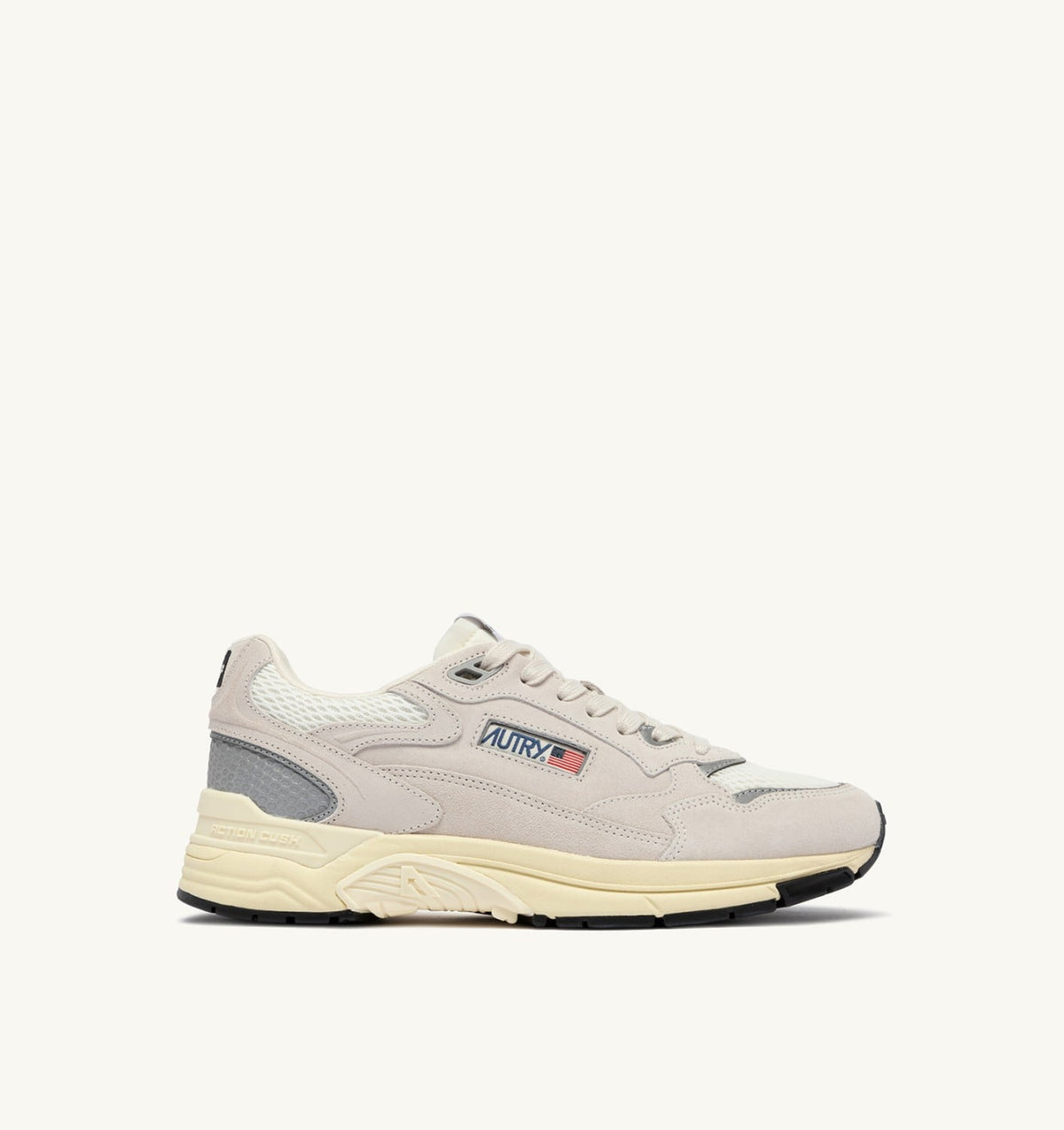 AUTRY Man HYPERWAY SNEAKERS IN WHITE AND SILVER MESH AND SUEDE