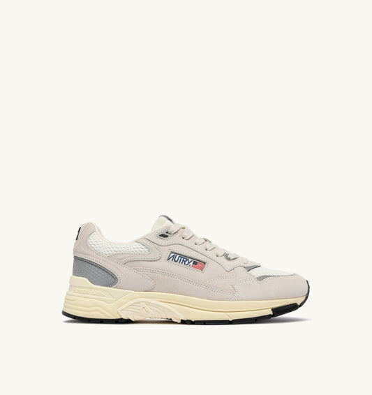 AUTRY Man HYPERWAY SNEAKERS IN WHITE AND SILVER MESH AND SUEDE