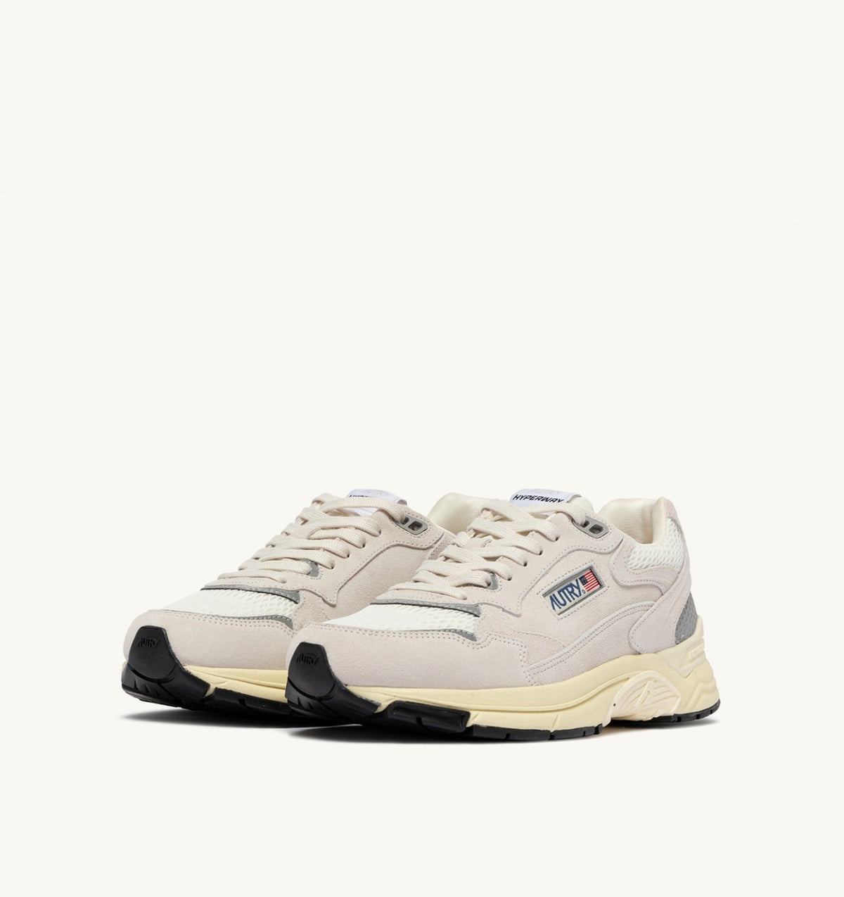 AUTRY Man HYPERWAY SNEAKERS IN WHITE AND SILVER MESH AND SUEDE