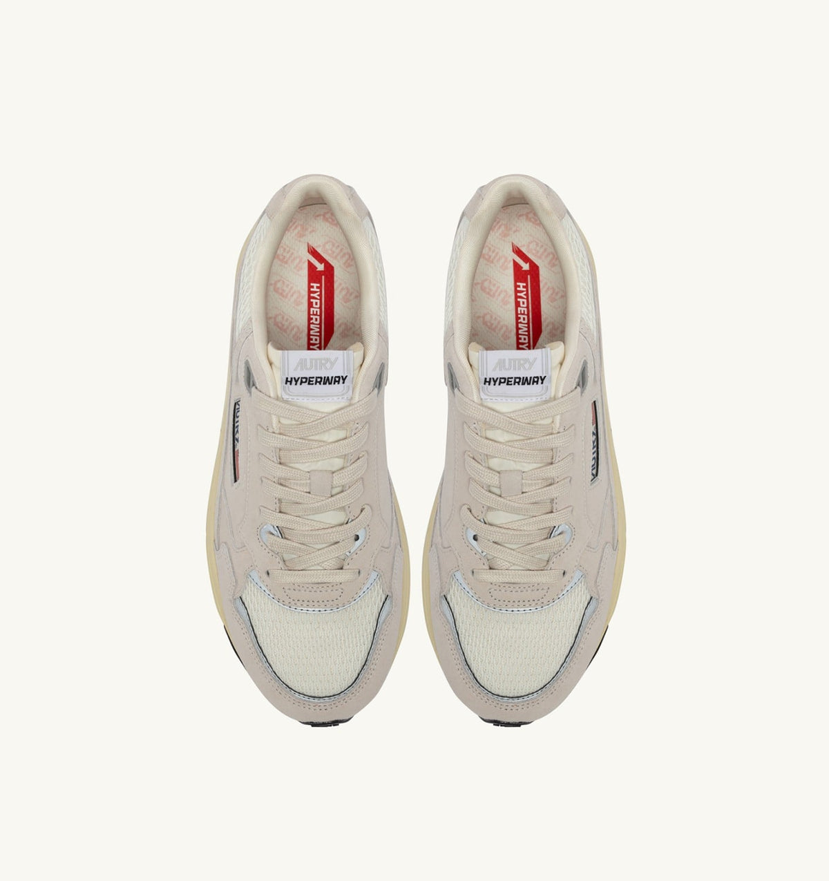 AUTRY Man HYPERWAY SNEAKERS IN WHITE AND SILVER MESH AND SUEDE