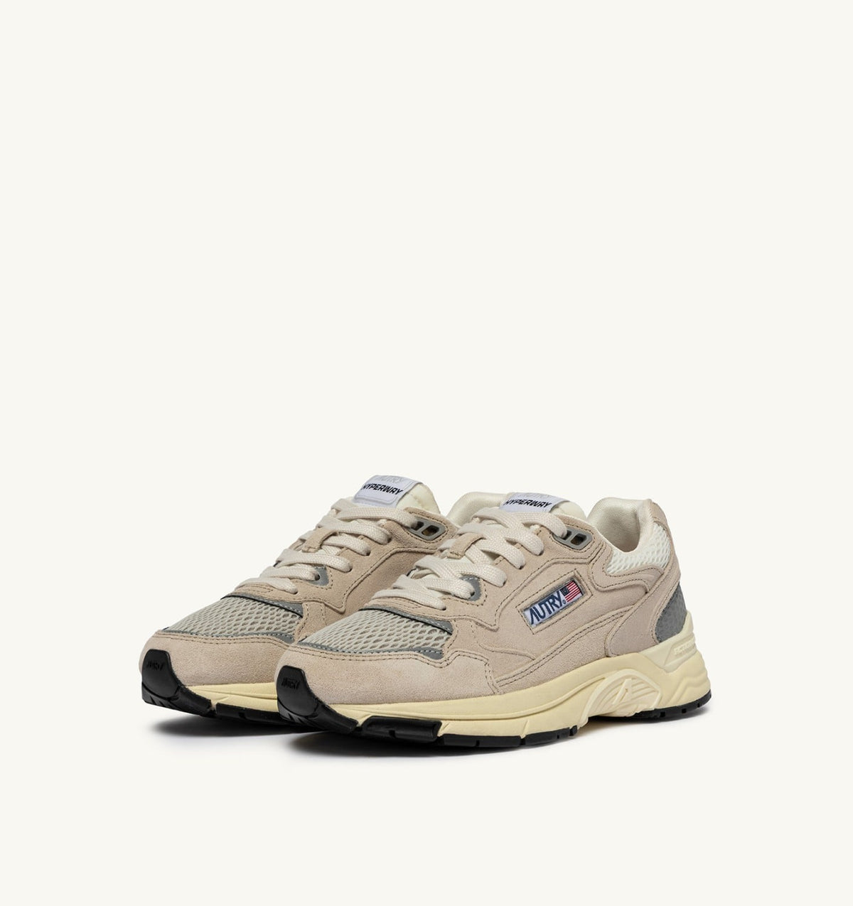 AUTRY Man HYPERWAY SNEAKERS IN SAND BROWN AND SILVER-TONE SUEDE AND MESH