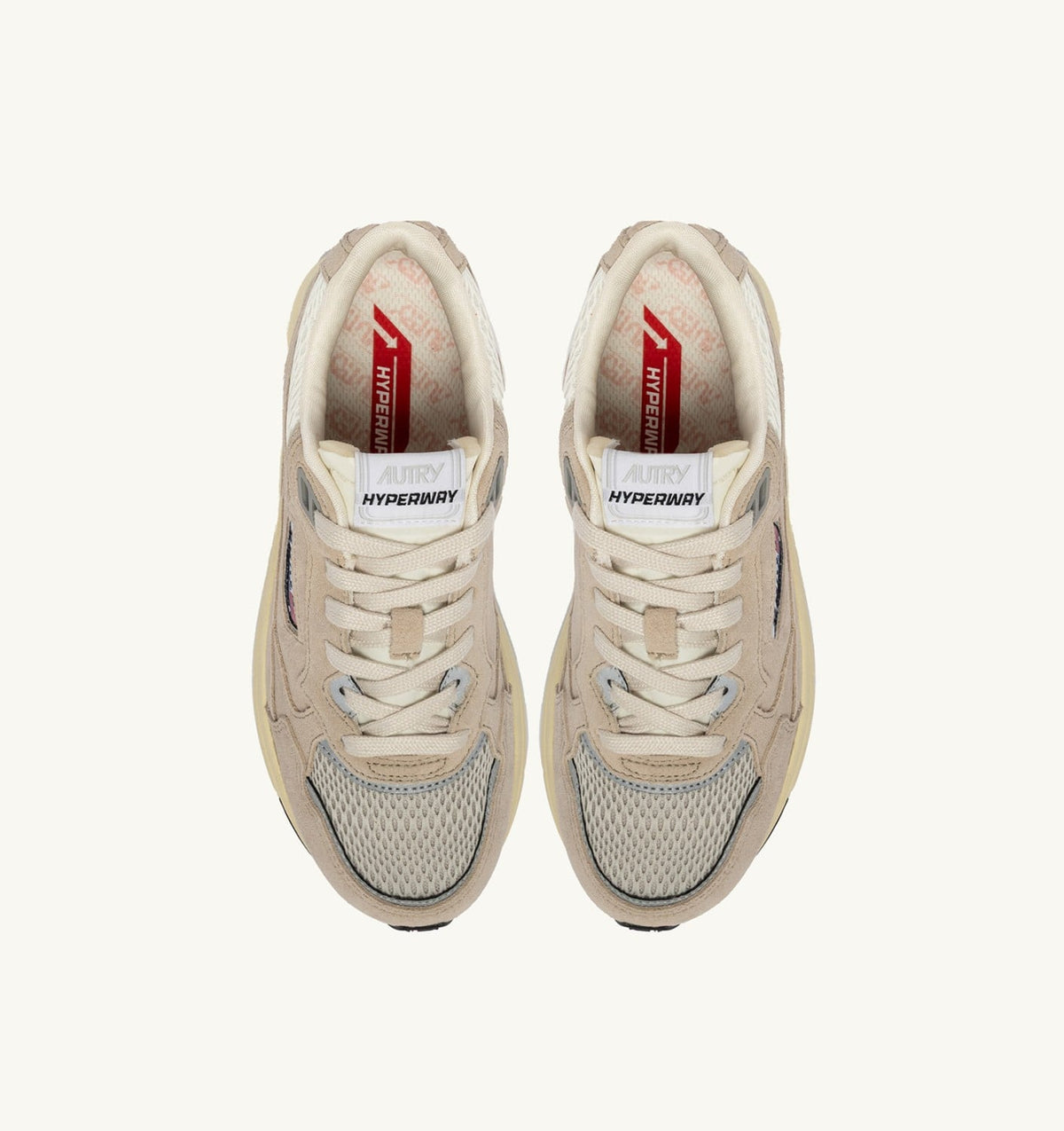 AUTRY Man HYPERWAY SNEAKERS IN SAND BROWN AND SILVER-TONE SUEDE AND MESH