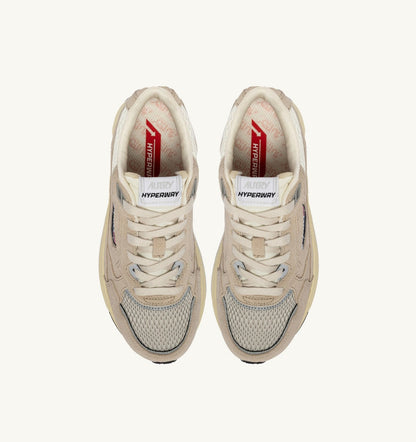AUTRY Man HYPERWAY SNEAKERS IN SAND BROWN AND SILVER-TONE SUEDE AND MESH