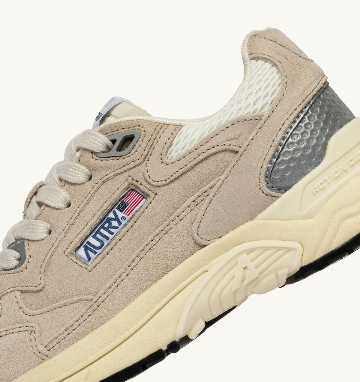 AUTRY Man HYPERWAY SNEAKERS IN SAND BROWN AND SILVER-TONE SUEDE AND MESH