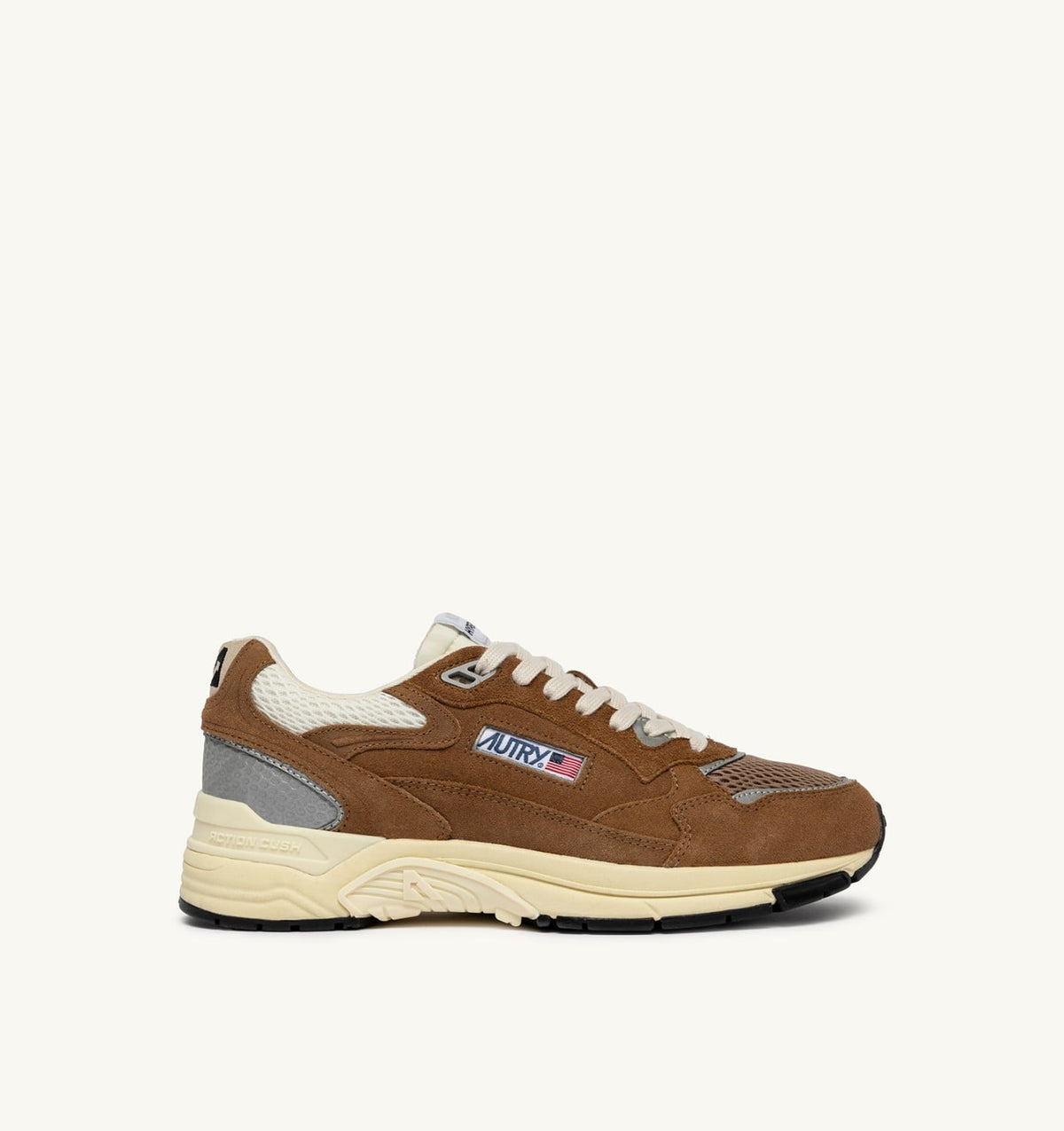 AUTRY Man HYPERWAY SNEAKERS IN CIGAR AND SILVER MESH AND SUEDE