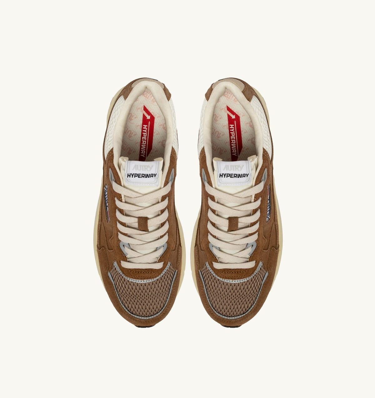 AUTRY Man HYPERWAY SNEAKERS IN CIGAR AND SILVER MESH AND SUEDE