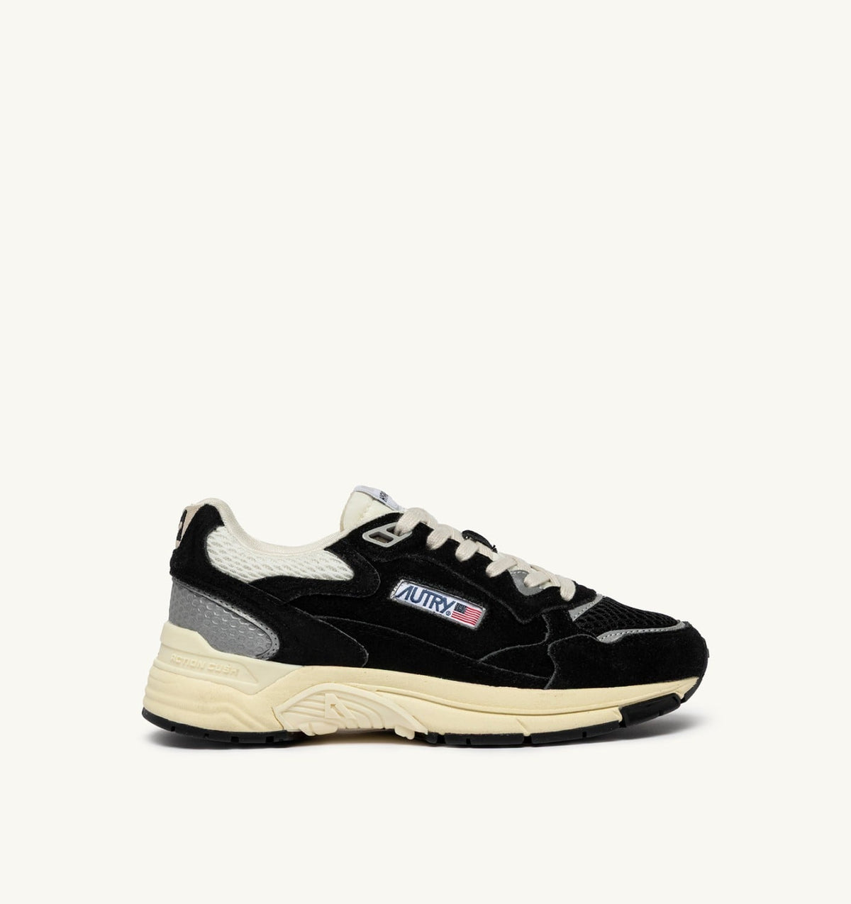 AUTRY Man HYPERWAY SNEAKERS IN BLACK AND SILVER MESH AND SUEDE