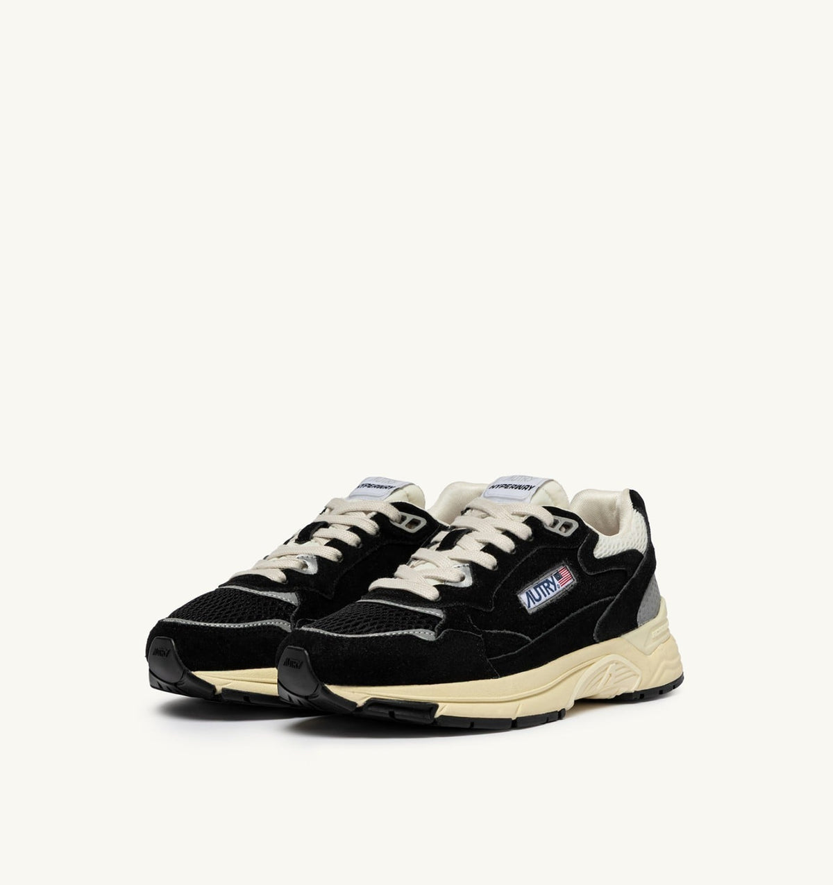 AUTRY Man HYPERWAY SNEAKERS IN BLACK AND SILVER MESH AND SUEDE