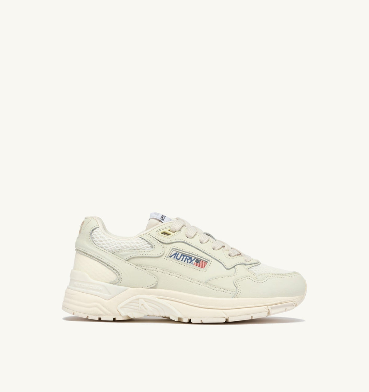 AUTRY Man HYPERWAY SNEAKERS IN WHISPER WHITE MESH AND NAPA LEATHER