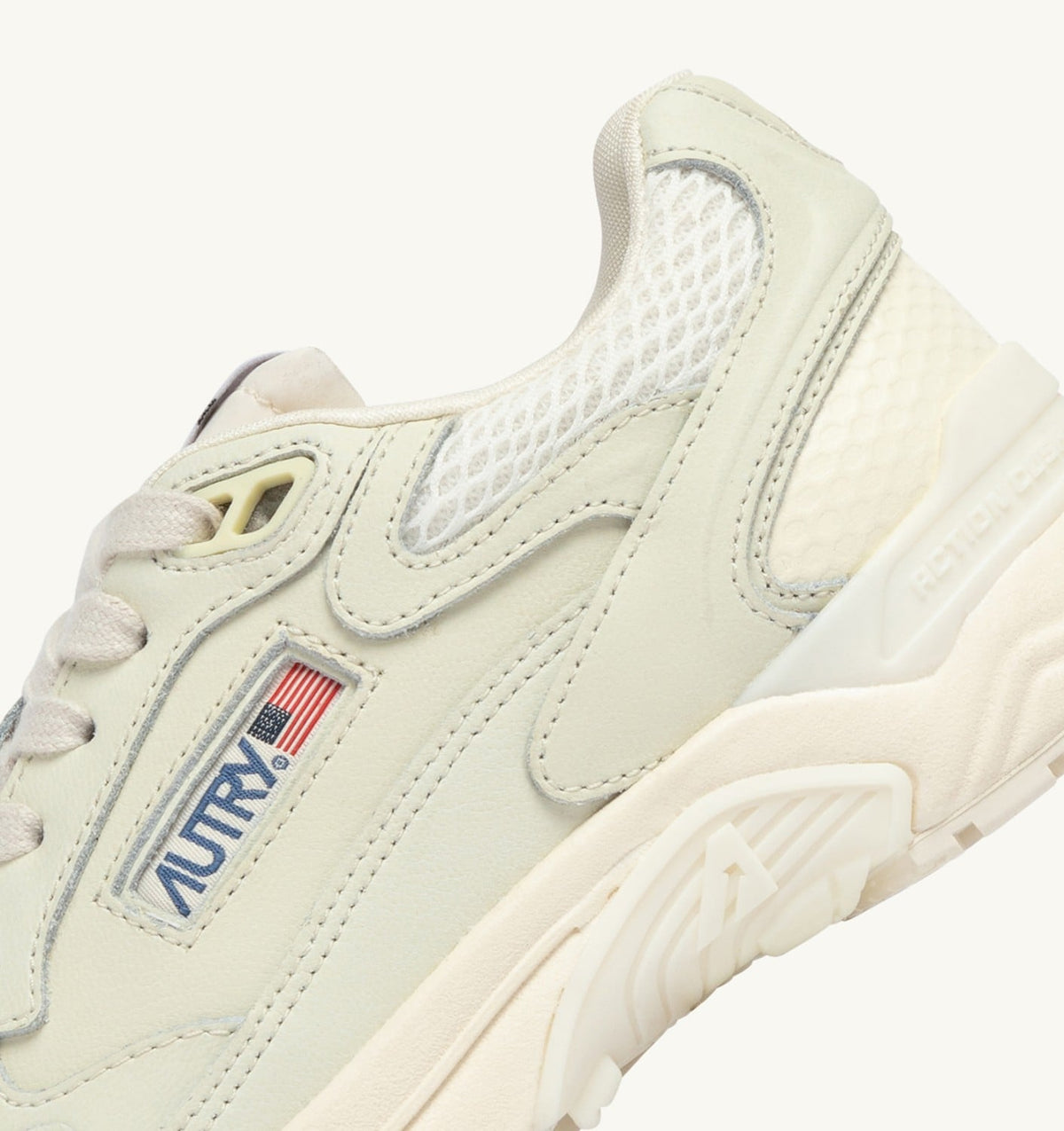 AUTRY Man HYPERWAY SNEAKERS IN WHISPER WHITE MESH AND NAPA LEATHER