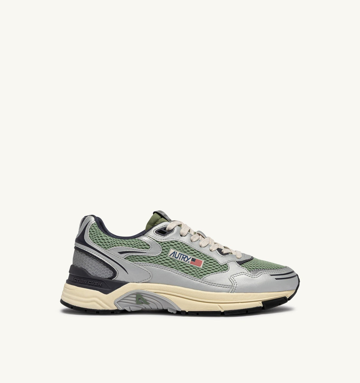 AUTRY Man HYPERWAY SNEAKERS IN SILVER, TEA AND BLACKENED PEARL SYNTHETIC LEATHER AND MESH