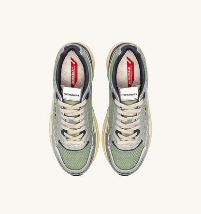 AUTRY Man HYPERWAY SNEAKERS IN SILVER, TEA AND BLACKENED PEARL SYNTHETIC LEATHER AND MESH