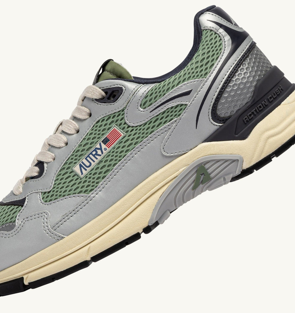 AUTRY Man HYPERWAY SNEAKERS IN SILVER, TEA AND BLACKENED PEARL SYNTHETIC LEATHER AND MESH