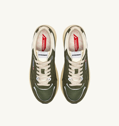 AUTRY Man HYPERWAY SNEAKERS IN MARSHMALLOW AND SAGE SUEDE AND MESH