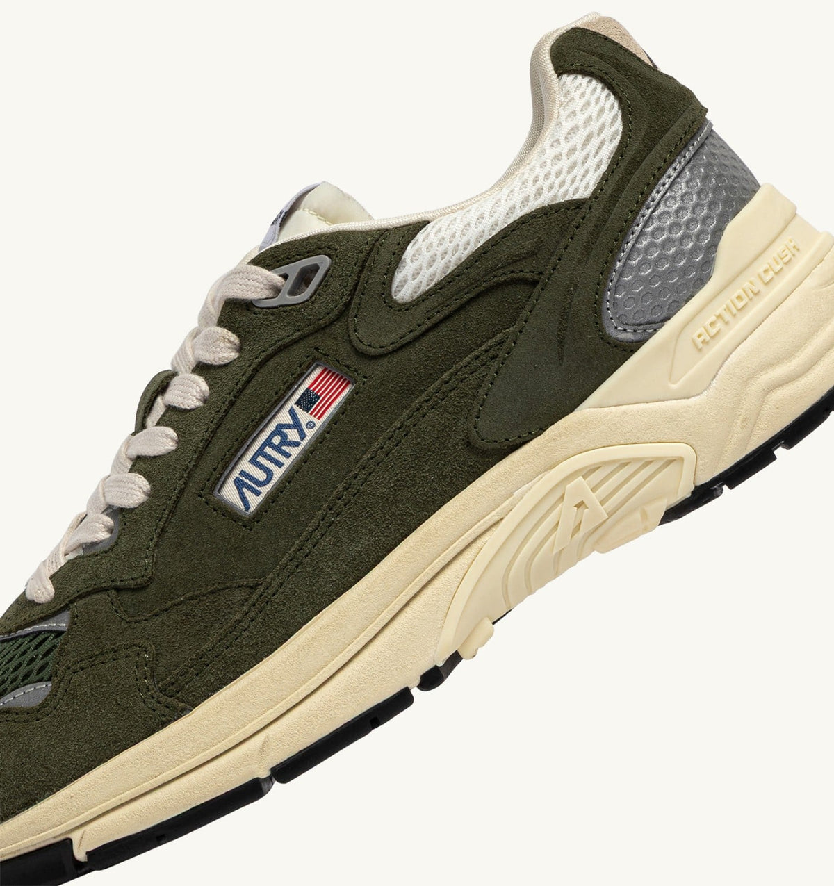 AUTRY Man HYPERWAY SNEAKERS IN MARSHMALLOW AND SAGE SUEDE AND MESH
