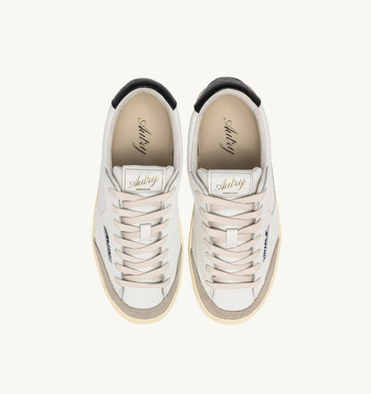 AUTRY Man WINDSCAPE LOW SNEAKERS IN WHITE AND BLACK LEATHER