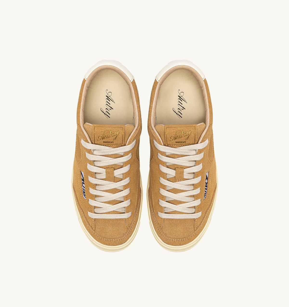 AUTRY Man WINDSCAPE LOW SNEAKERS IN COPPER BROWN AND MARSHMALLOW SUEDE