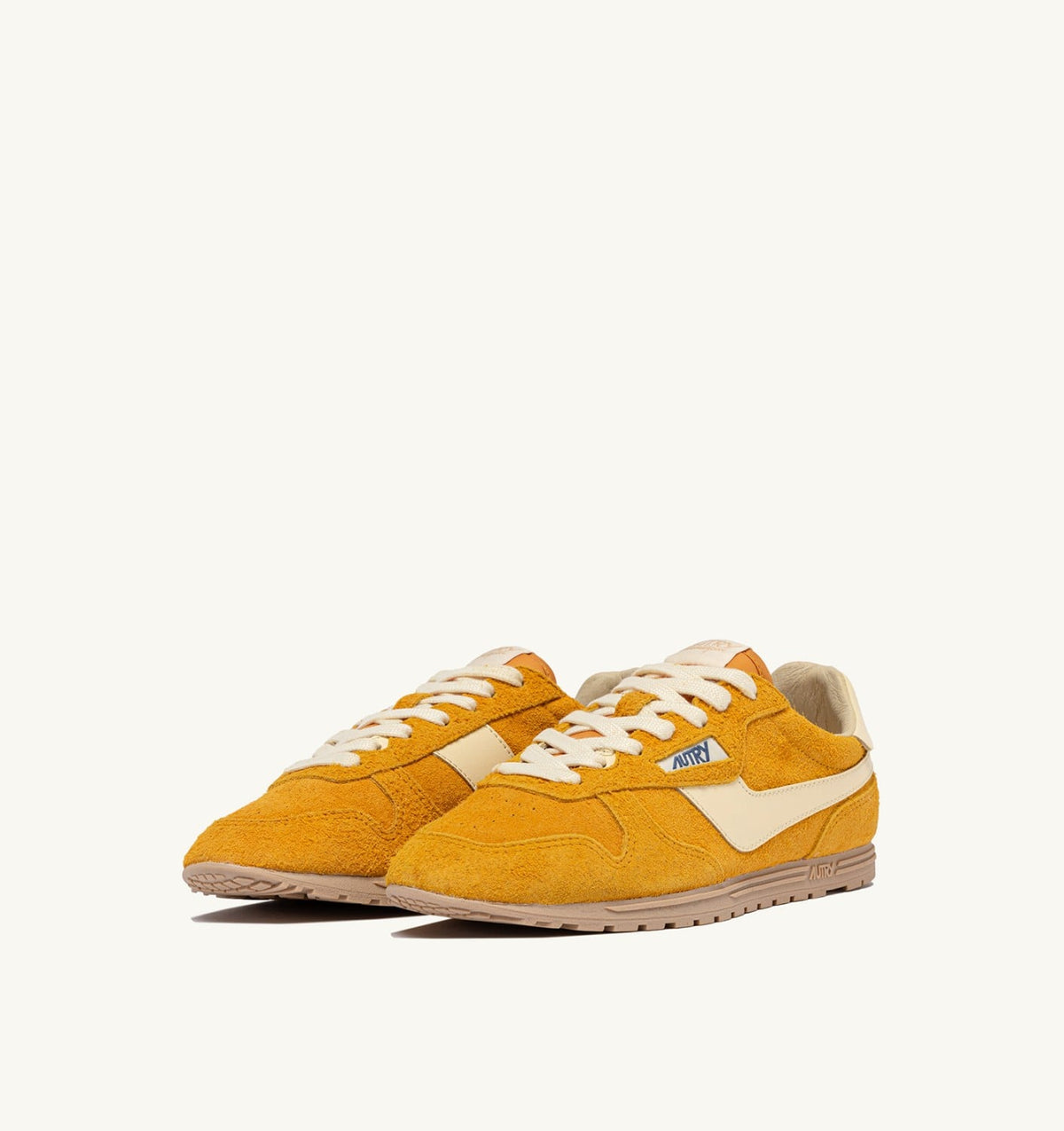AUTRY Man SNEAKERS WINDSPIN IN SUEDE AND LEATHER COLOR MINERAL YELLOW AND RUTABAGA