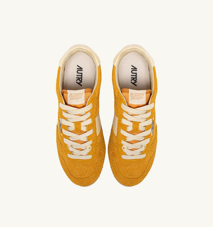 AUTRY Man SNEAKERS WINDSPIN IN SUEDE AND LEATHER COLOR MINERAL YELLOW AND RUTABAGA