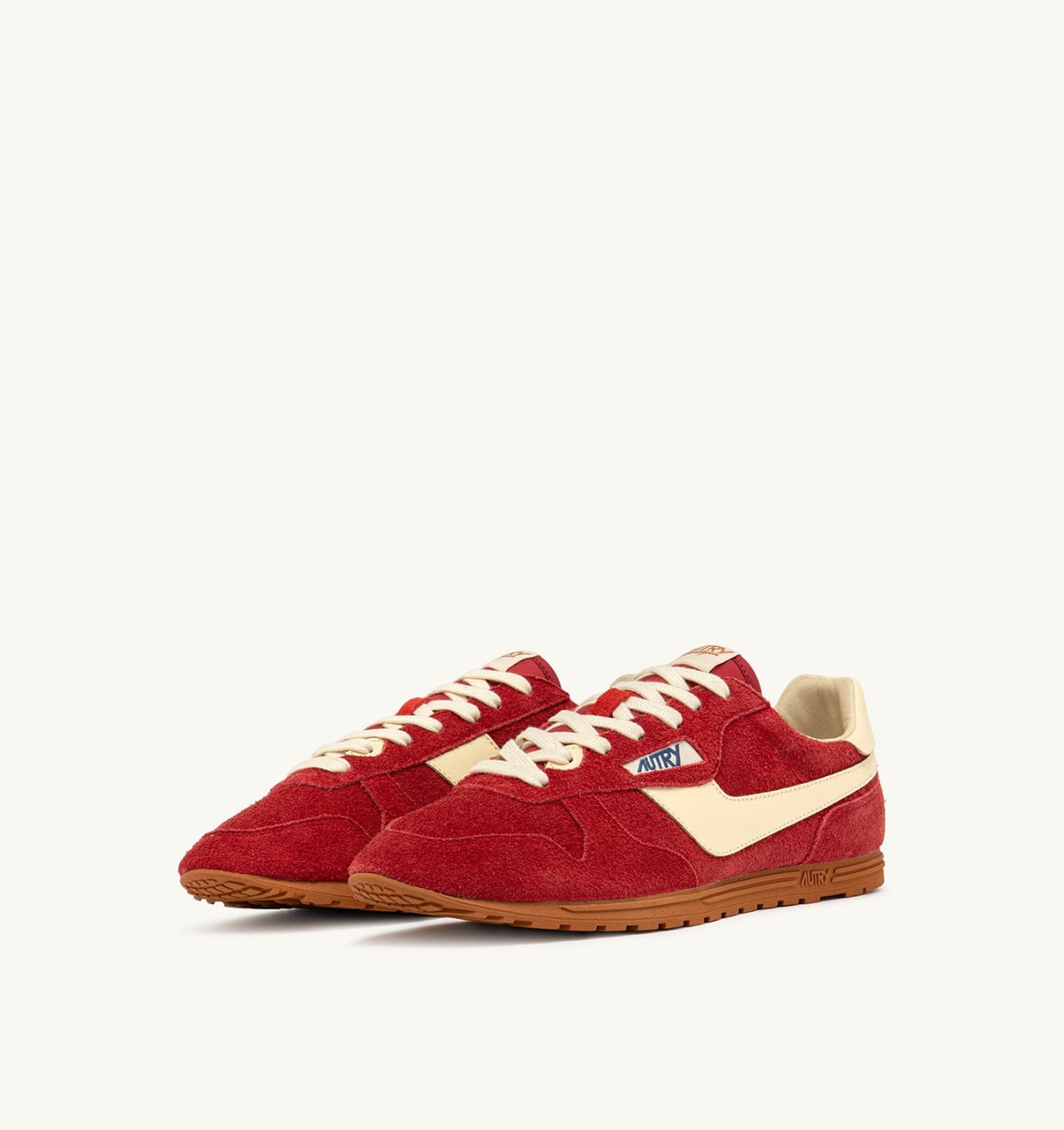 AUTRY Man SNEAKERS WINDSPIN IN SUEDE AND LEATHER COLOR IMPERIAL RED AND RUTABAGA