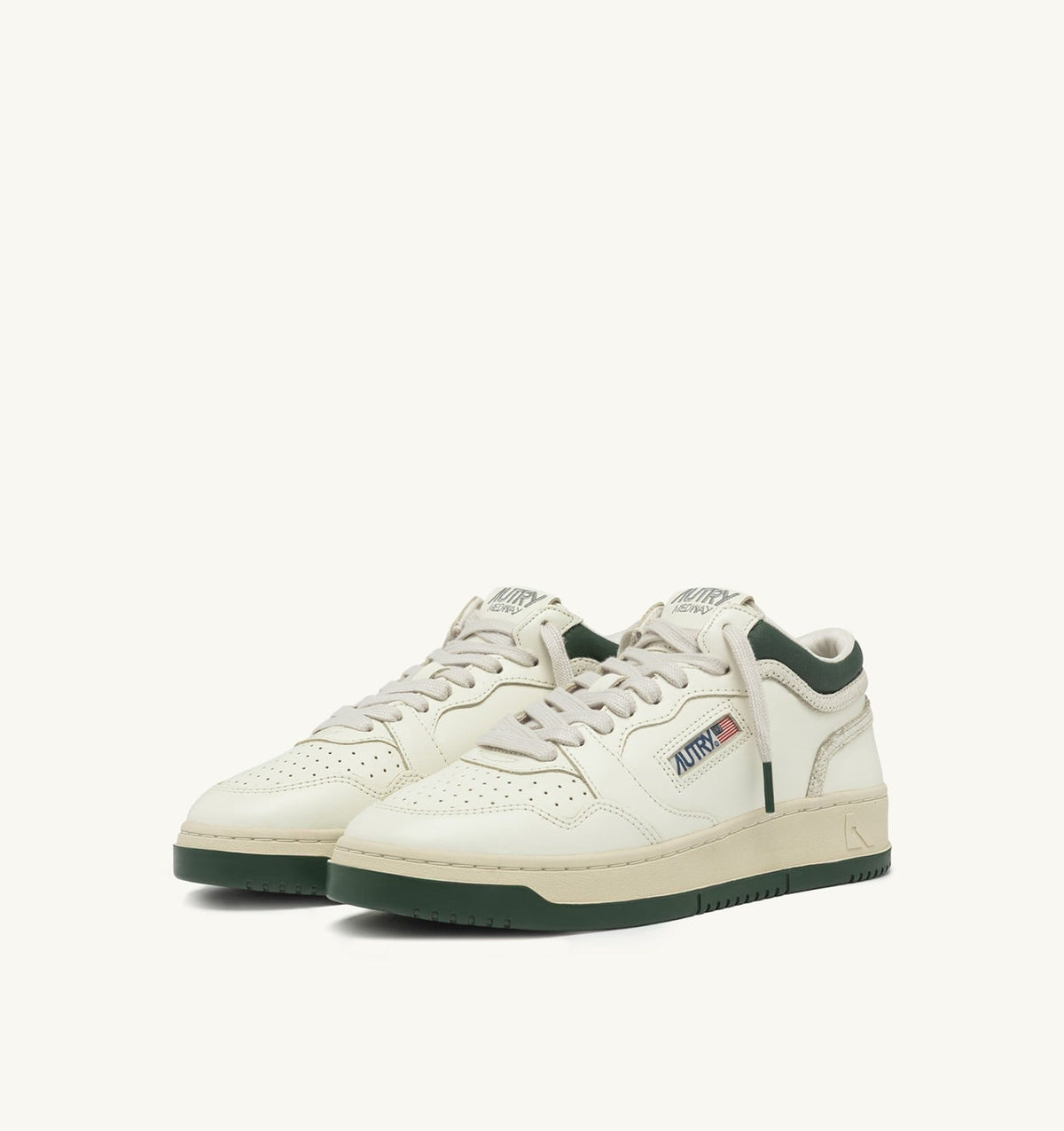AUTRY Man MED-WAY SNEAKERS IN LEATHER COLOR MARSHMALLOW AND MOUNTAIN