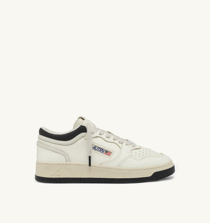 AUTRY Man MED-WAY SNEAKERS IN LEATHER COLOR MARSHMALLOW AND BLACK