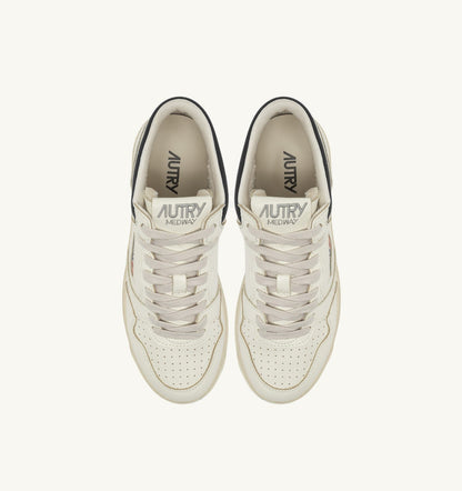 AUTRY Man MED-WAY SNEAKERS IN LEATHER COLOR MARSHMALLOW AND BLACK